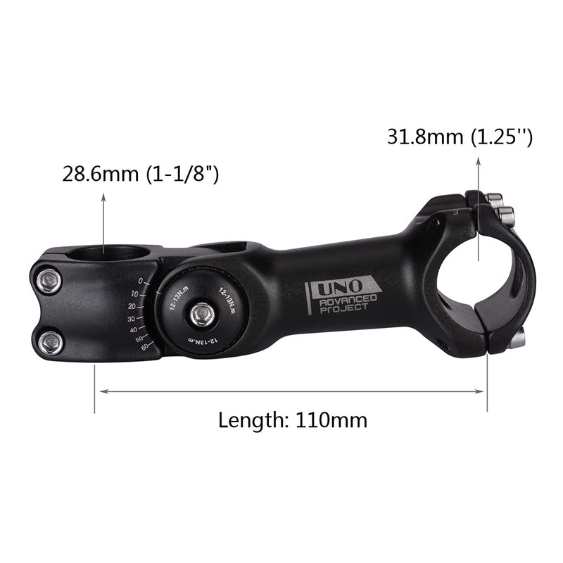 [Australia - AusPower] - FOMTOR 31.8 Adjustable Stem 90mm / 110mm 0~60 Degree MTB Adjustable Handlebar Stem for Most Mountain Bike Road Bike MTB (Only Fit 1.25"/31.8mm Handlebar) 31.8 x 110mm 