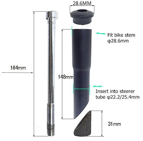 [Australia - AusPower] - UPANBIKE Road Mountain Bike Bicycle Stem Riser Adapter 1 1/8" φ22.2mm 25.4mm*150mm Black 22.2mm 