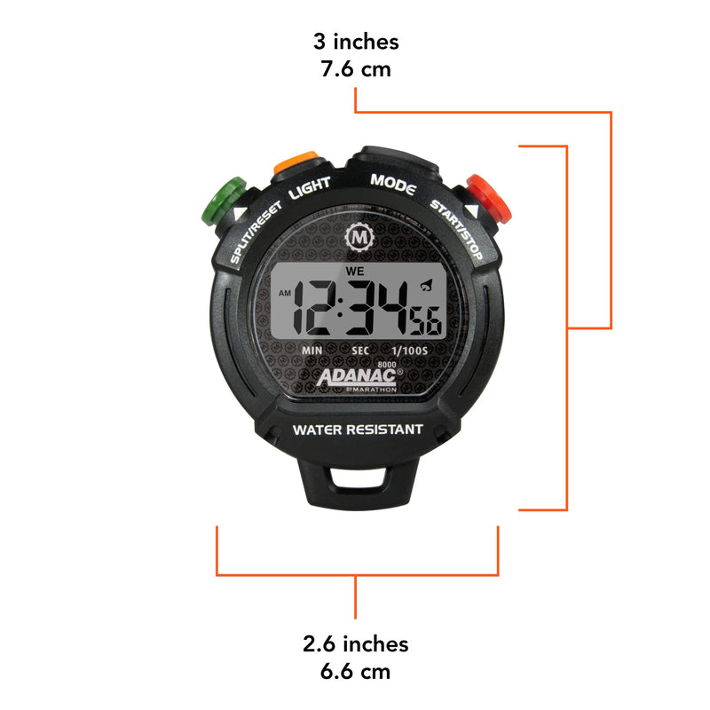 [Australia - AusPower] - ADANAC 8000 Professional Grade Digital Stopwatch with Tactile Feedback (Black) Tactile Feedback Professional Stopwatch 