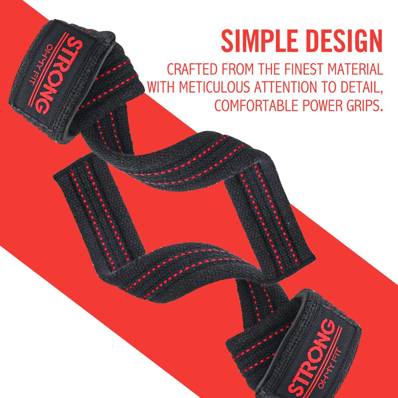 [Australia - AusPower] - OHMY FIT Padded Cotton Power Lifting Straps for Weightlifting, Deadlifting, Powerlifting, and Strength Training. Strong Wrist Straps for Men and Women. 