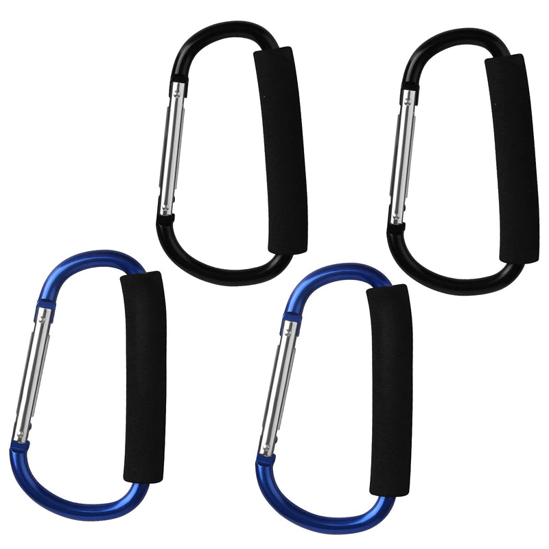 [Australia - AusPower] - sansheng 4PCS Large Carabiner - 5.5"D-Style Click and Carry Bag Carrier Stroller Hooks(Black and Blue) 