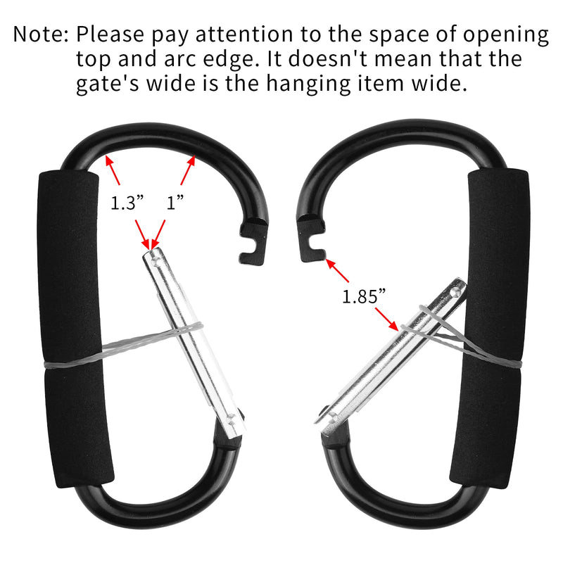 [Australia - AusPower] - sansheng 4PCS Large Carabiner - 5.5"D-Style Click and Carry Bag Carrier Stroller Hooks(Black and Blue) 