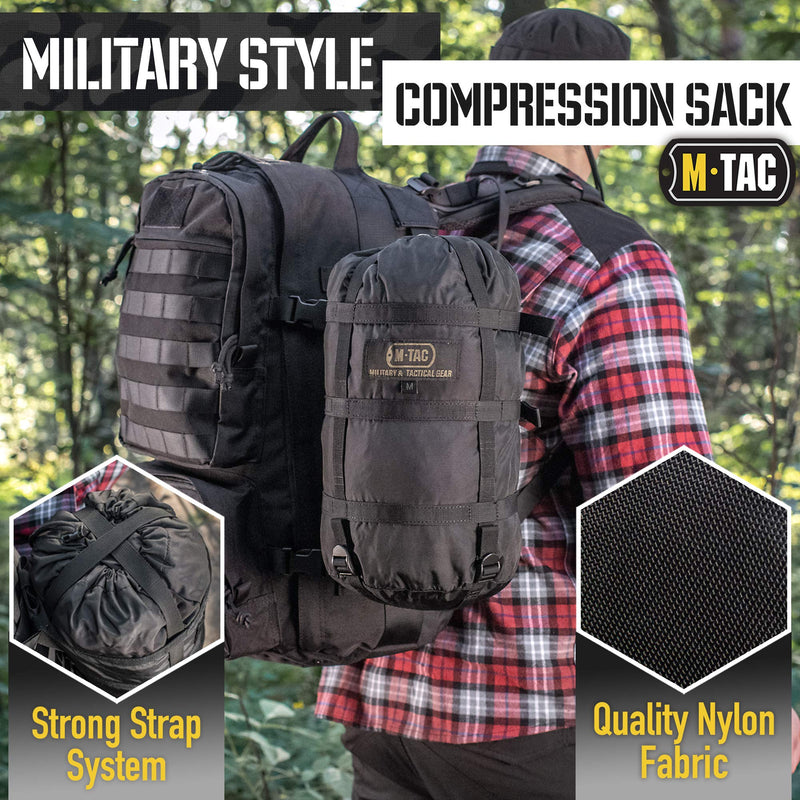[Australia - AusPower] - M-Tac Sleeping Bag Compression Stuff Sack Military Water Resistant Compression Bag Lightweight Nylon Compression Sack for Travel, Camping, Hiking, Outdoor - 12 Liters - M 
