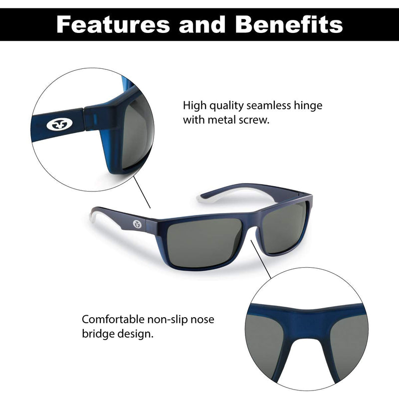 [Australia - AusPower] - Flying Fisherman 7879BSB Streamer Polarized Sunglasses Crystal Navy Frames/Smoke Lenses 