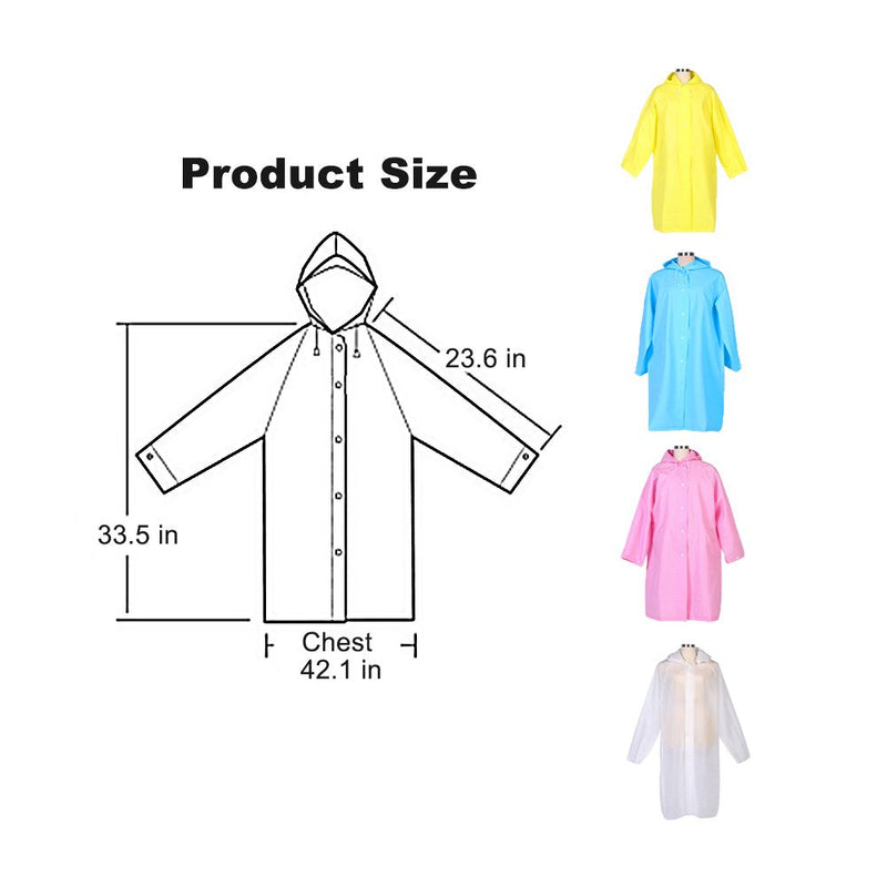 [Australia - AusPower] - Portable Kids Rain Poncho, Opret Reusable Raincoat with Hoods and Sleeves, Durable, Lightweight for Outdoor Activities 2 Pack Blue 