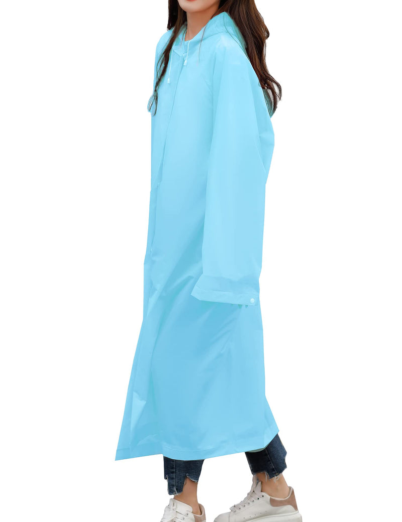 [Australia - AusPower] - Rain Poncho for Adults Reusable,Women Men Portable Waterproof Raincoat Rain Jackets with Hood for Outdoor Blue 