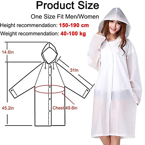 [Australia - AusPower] - Rain Ponchos for Adults Reusable, 2 Pcs Raincoats for Women Men with Hood A-adults Poncho-white 