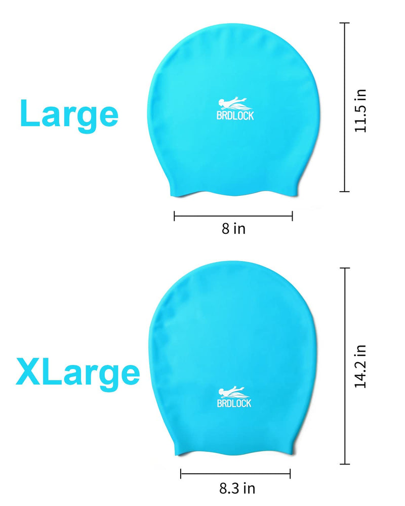 [Australia - AusPower] - BRDLOCK 100% Silicone Swim Cap for Women Men,（Waterproof Swimming Cap） Large Swim Cap for Long Hair Twists Crochet Hair Braids and Dreadlocks Extra Large Blue 
