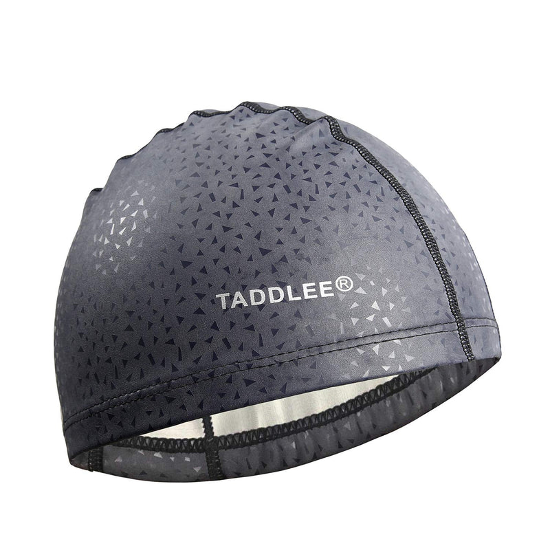[Australia - AusPower] - Taddlee Men Swim Cap PU Fabric Silicone Swimming Hat Pool Waterproof Sports Adult Swim Wear Accessories Large Size Outdoor Gray 