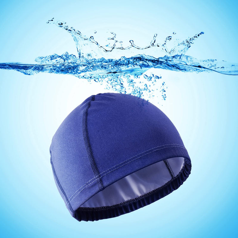 [Australia - AusPower] - Taddlee Men Swimming Cap Silicone Swimmers Caps Swim Hat PU Fabric Pool Waterproof Adult Large Size Outdoor Swim Accessories Blue 