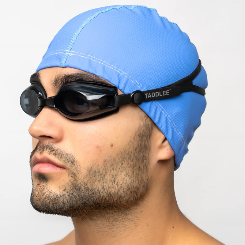 [Australia - AusPower] - Taddlee Swimming Cap for Men PU Fabric Silicone Swimmers Caps Waterproof Adult Swim Hat Wear Accessories Large Size Pool Outdoor BLUE 
