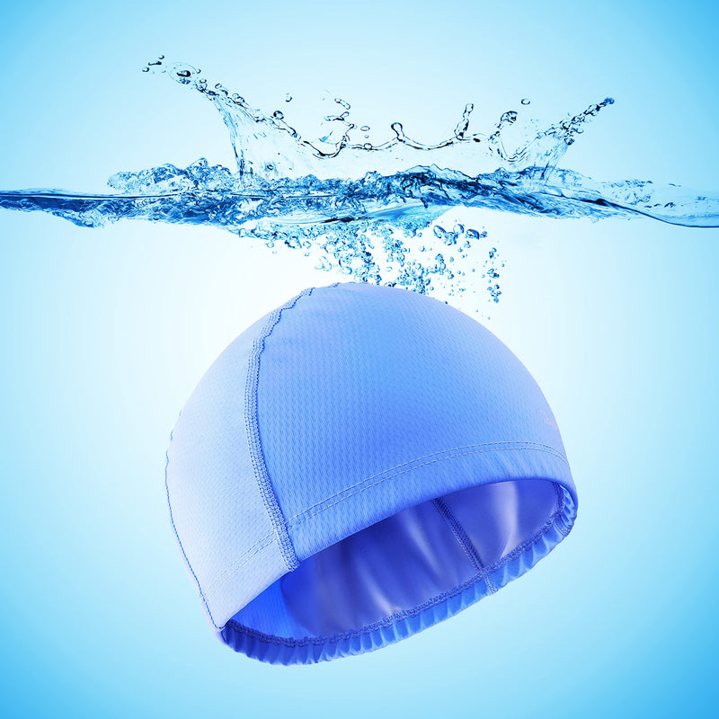 [Australia - AusPower] - Taddlee Swimming Cap for Men PU Fabric Silicone Swimmers Caps Waterproof Adult Swim Hat Wear Accessories Large Size Pool Outdoor BLUE 