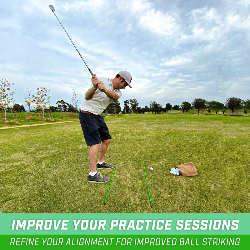 [Australia - AusPower] - GoSports Golf Alignment Training Sticks 3 Pack - Golf Alignment Aid Practice Rods, Green 