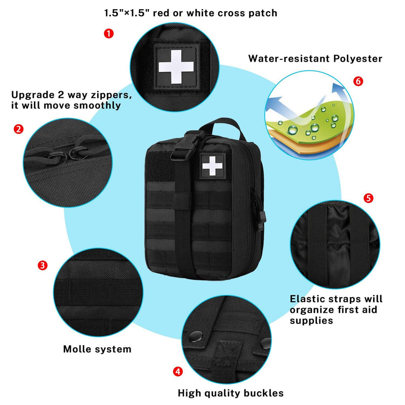 [Australia - AusPower] - Gonex MOLLE Medical Pouch EMT First Aid Pouch Rip-Away IFAK Tactical Utility Pouch for Outdoor Activities Medical Supplies (Bag Only) Black 