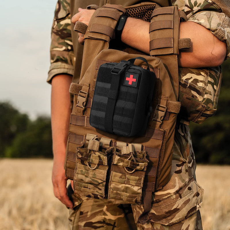 [Australia - AusPower] - Gonex MOLLE Medical Pouch EMT First Aid Pouch Rip-Away IFAK Tactical Utility Pouch for Outdoor Activities Medical Supplies (Bag Only) Black 