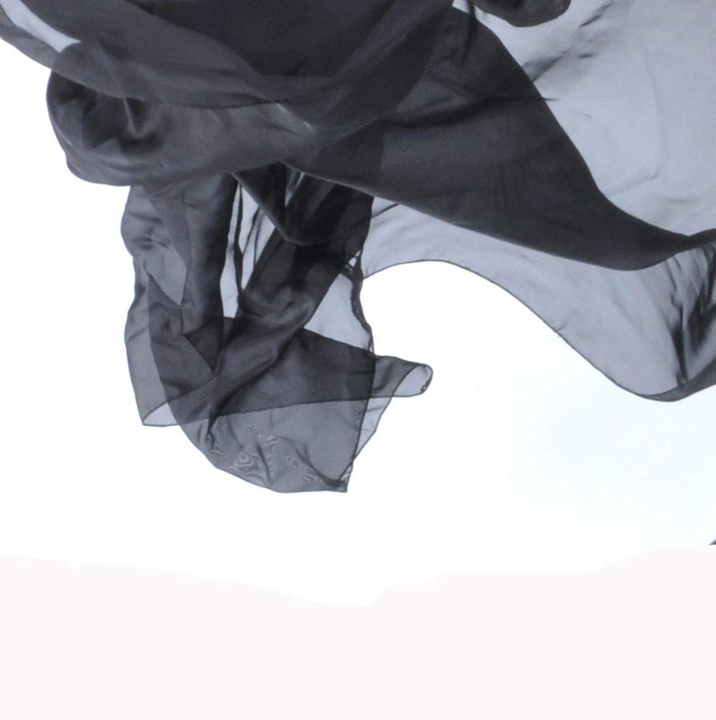 [Australia - AusPower] - Lightweight 100% Chiffon Hand Scarf Belly Dance Scarf Throwing Chiffon Hand Scarf Belly Dance Costume Outfit Scarf Black 