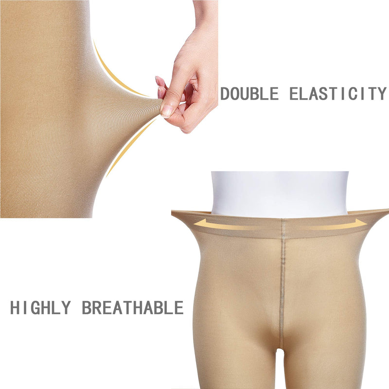 [Australia - AusPower] - DIPUG 3 Pairs Girls' Convertible Ballet Tights/Soft Transition Dance Tight(Toddler/Kids) 8-10 Years Suntan - 3 Pack 