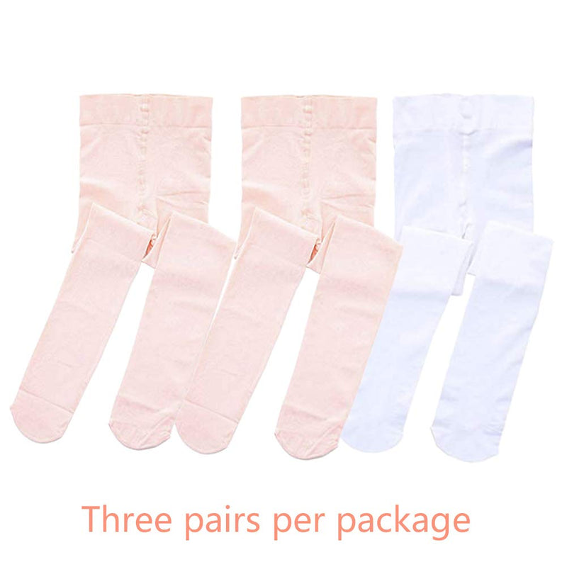 [Australia - AusPower] - STELLE Girls' Ultra Soft Pro Dance Tight/Ballet Footed Tight (Toddler/Little Kid/Big Kid) 2-4T 2 Ballet Pink+1 White 