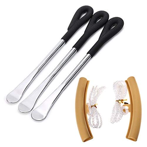 [Australia - AusPower] - SUMNACON Tire Levers Spoon Set, Heavy Duty Motorcycle Bike Car Tire Irons Tool Kit with Hanging Hole,3 Pcs Tire Changing Spoon + 2 Pcs Rim Protector Black 
