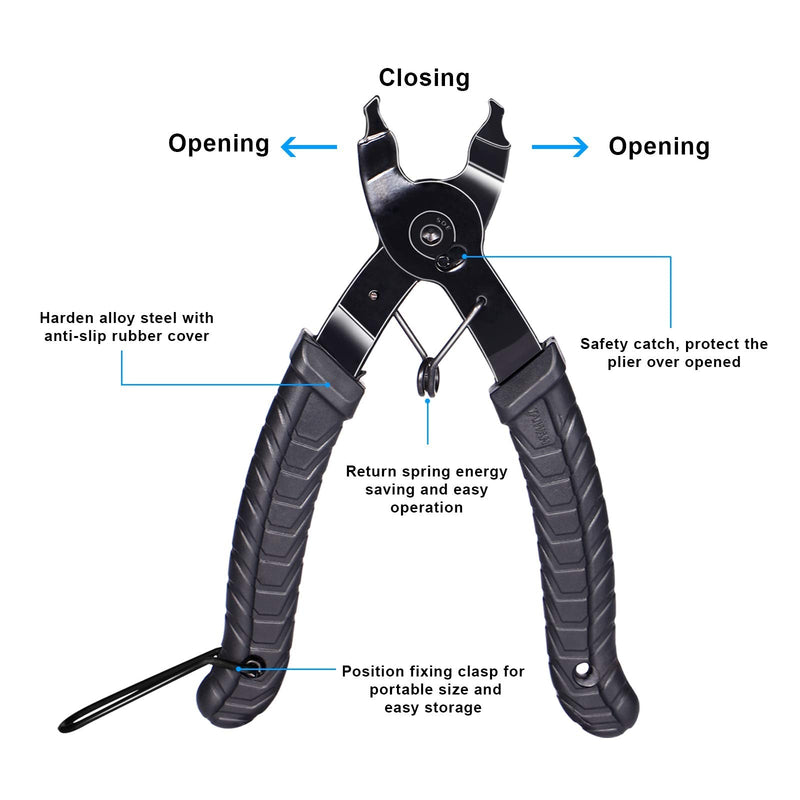 [Australia - AusPower] - Aunocy Bike Chain Removal Tool – Bicycle Chain Repair Kit – Bike Link Plier, Chain Breaker Splitter Tool and 6 Pairs of Links – Easy to Use – Quick Fix – Premium Tool Kit for Cyclists 