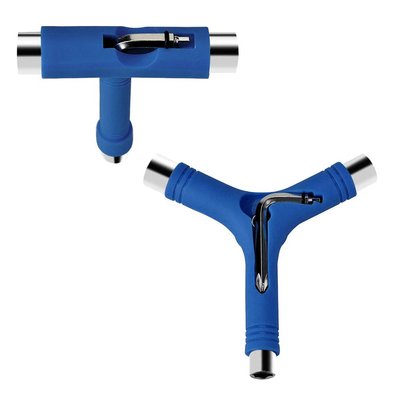 [Australia - AusPower] - Sonku Blue All-in-One Skateboard Tool, Multifunctional Portable Skateboard T-Tool and Y-Tool Accessory with Screwdriver Wrench Storage in A Bag 