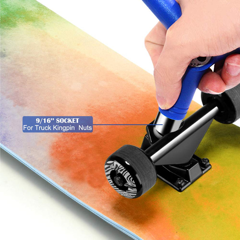 [Australia - AusPower] - Sonku Blue All-in-One Skateboard Tool, Multifunctional Portable Skateboard T-Tool and Y-Tool Accessory with Screwdriver Wrench Storage in A Bag 