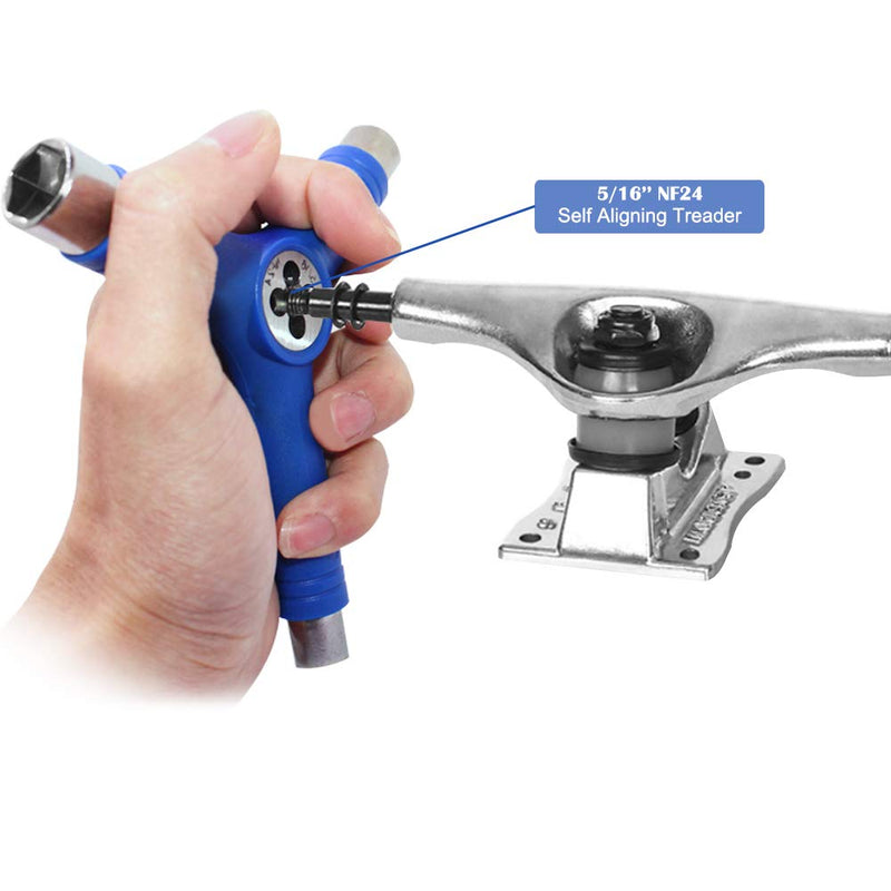 [Australia - AusPower] - Sonku Blue All-in-One Skateboard Tool, Multifunctional Portable Skateboard T-Tool and Y-Tool Accessory with Screwdriver Wrench Storage in A Bag 