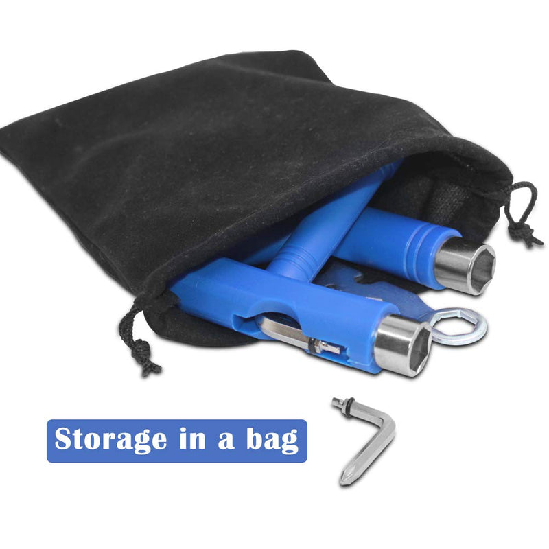 [Australia - AusPower] - Sonku Blue All-in-One Skateboard Tool, Multifunctional Portable Skateboard T-Tool and Y-Tool Accessory with Screwdriver Wrench Storage in A Bag 