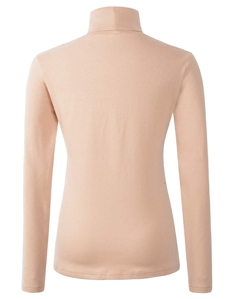 [Australia - AusPower] - HieasyFit Women's Soft Cotton Turtleneck Top Basic Pullover Sweater Beige Small 