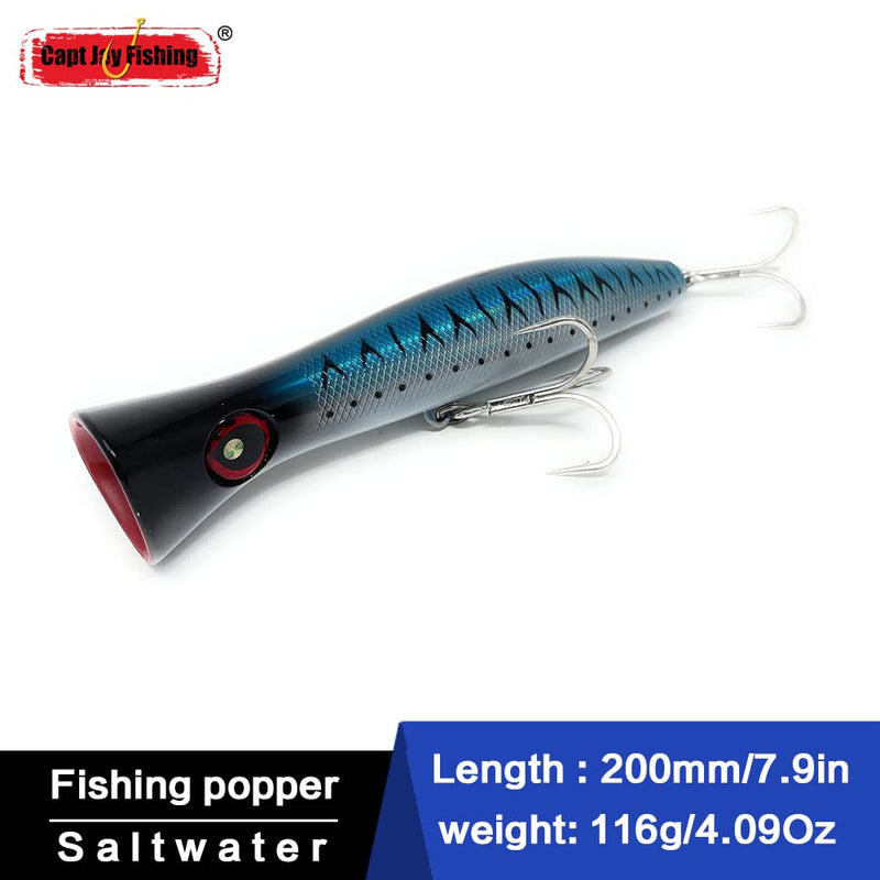 [Australia - AusPower] - Capt Jay Fishing Saltwater Popper Lures topwater Floating Fishing Lures Surf Fishing Floating Lure, Poppers, Fishing Lures, Surf Fishing Lures Blue mackerel 200.0 Millimeters 