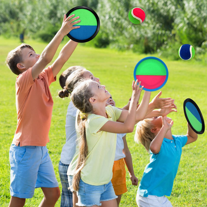 [Australia - AusPower] - jxzdle Toss and Catch Ball Game Outdoor Game for Kids Backyard Games Beach Game for Kids Easter Gift(Upgraded) (4 Paddles 4 Balls) 