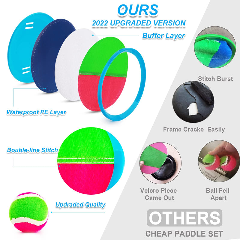 [Australia - AusPower] - Toss and Catch Ball Set Outdoor Game for Kids Backyard Games Beach Game for Kids (Upgraded) (2 Paddles 2 Balls) 