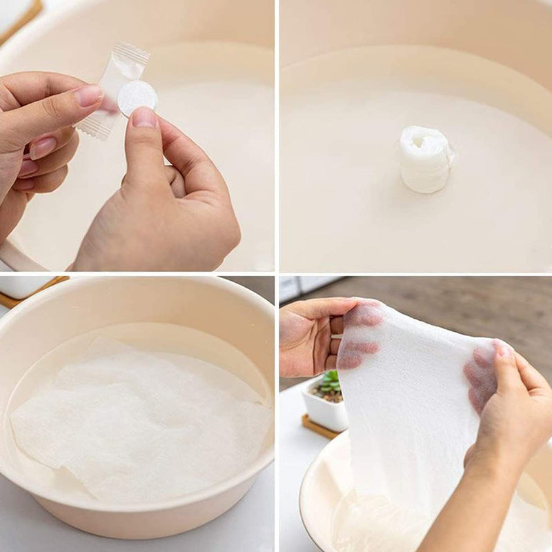 [Australia - AusPower] - 100 PCS Compressed Cotton Towels For Face, Hands And Body – Cotton Tissues To Use At Home And When Travel - Disposable Cotton Towels In Individual Packing For Kids And Adults 