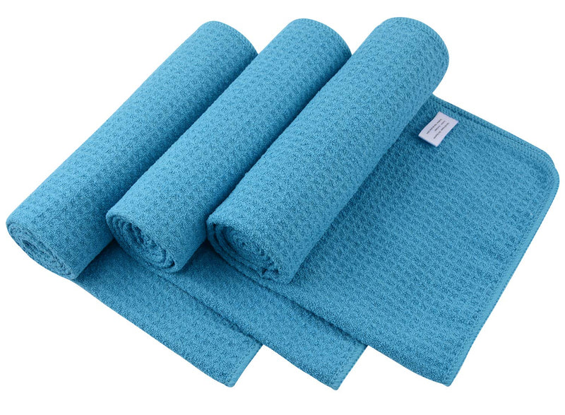 [Australia - AusPower] - SUNLAND Microfiber Sports Workout Towels Fast Drying Fitness Sweat Towels for Men & Women Lightweight Multi-Purpose Gym Exercise Towels 3 Pack 16Inch x 32Inch Blue 
