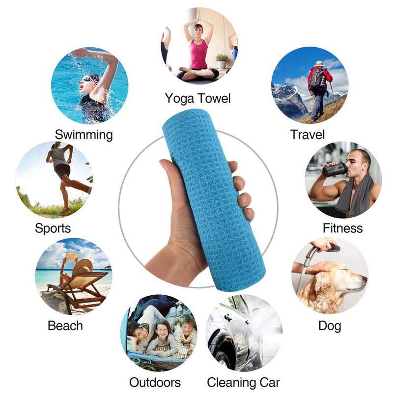 [Australia - AusPower] - SUNLAND Microfiber Sports Workout Towels Fast Drying Fitness Sweat Towels for Men & Women Lightweight Multi-Purpose Gym Exercise Towels 3 Pack 16Inch x 32Inch Blue 