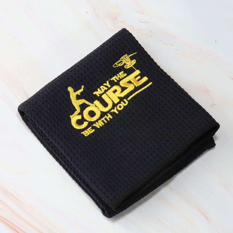 [Australia - AusPower] - ZJXHPO Disc Golf Towel May The Course Be with You Embroidered Golf Towel Gift Disc Golf Lover Towel with Clip (May Course) May Course 