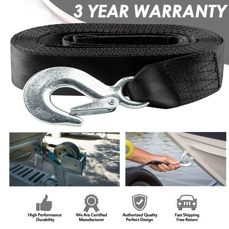 [Australia - AusPower] - Seamander Boat Winch Strap with Hook and Safety Latch - Loop End - 2" x 20' -5,000lbs 