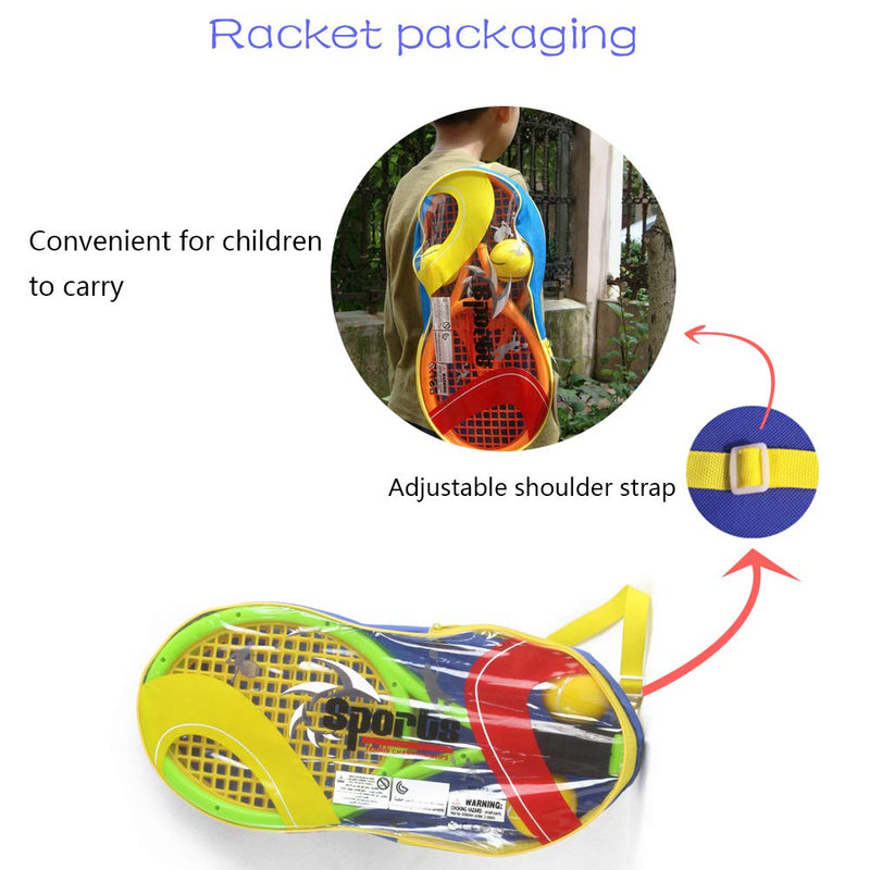 [Australia - AusPower] - Crefotu Kids Tennis Racket,17 Inch Plastic Tennis Racket with 2 Soft Balls,2 Tennis Balls and 4 Shuttlecocks for Kid,Toddler Outdoor/Indoor Sport Play Green&Yellow 