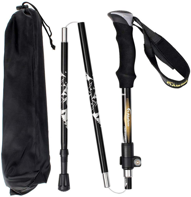 [Australia - AusPower] - A ALAFEN Aluminum Collapsible Ultralight Travel Trekking Hiking Pole for Men and Women A_Black 1 PC(1 Pole) 