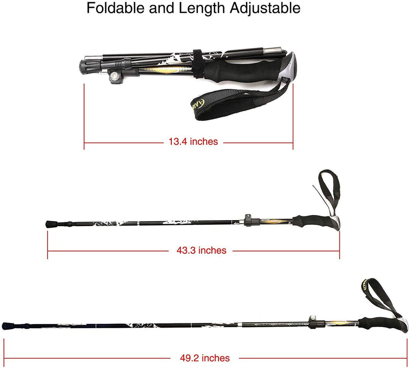 [Australia - AusPower] - A ALAFEN Aluminum Collapsible Ultralight Travel Trekking Hiking Pole for Men and Women A_Black 1 PC(1 Pole) 