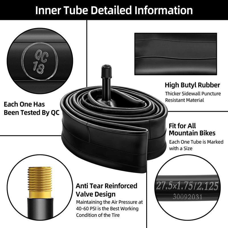 [Australia - AusPower] - Hapleby 2PCS Premium Bike Tubes Compatible with 27.5 Inch x 1.75/1.95/2.10/2.125 Bike Tire, Mountain Bike Inner Tube with Schrader Valve, 2PCS Levers 