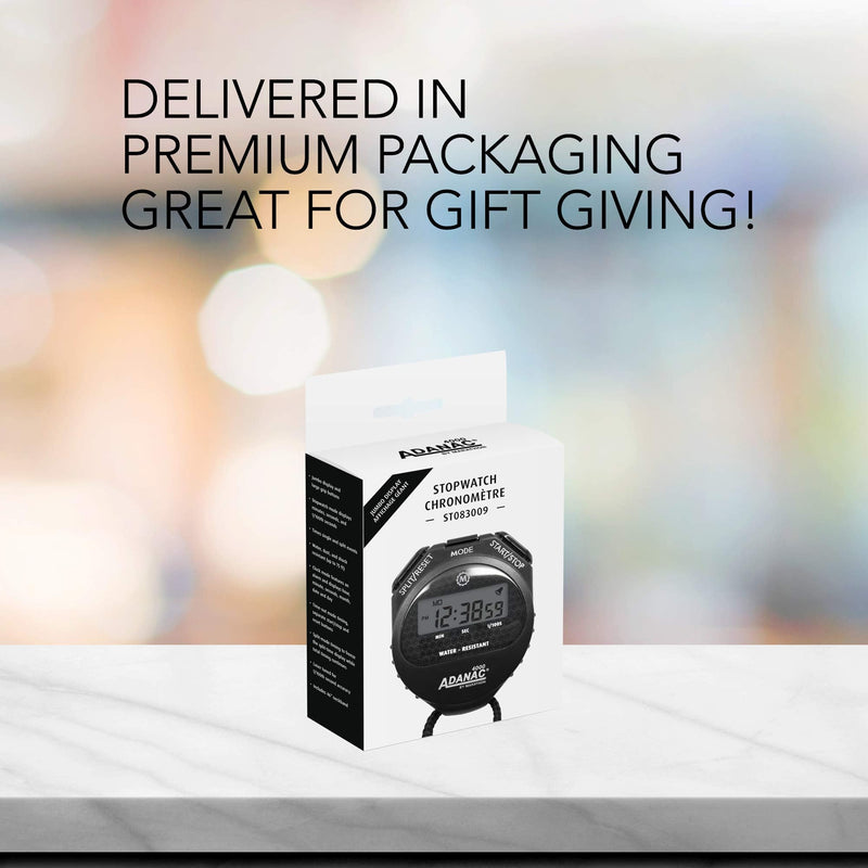 [Australia - AusPower] - MARATHON ST083009 Adanac 4000 Digital Stopwatch Timer with Extra Large Display and Buttons, Water Resistant, Two Year Warranty - Black 