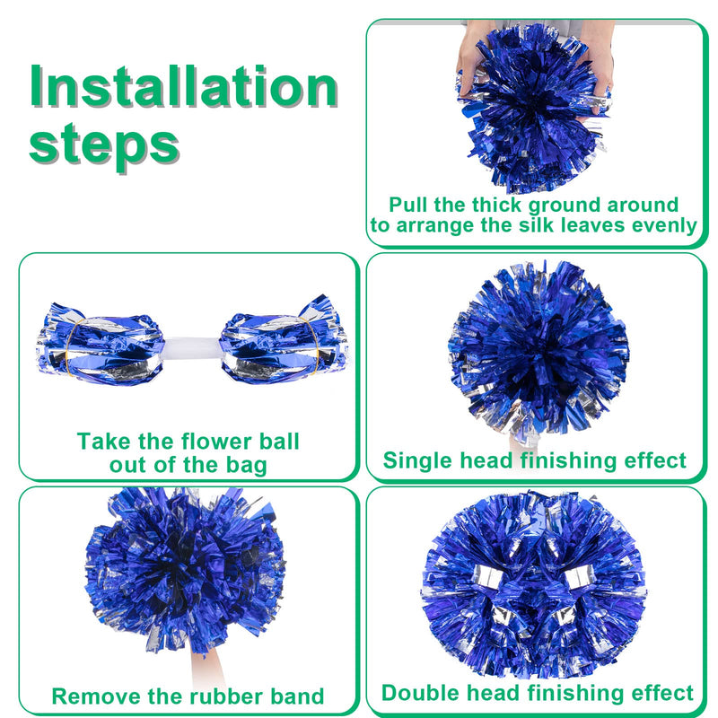 [Australia - AusPower] - PompPoms Cheerleading, AOPANDA 2 Pack Cheerleading Pom Poms for Kids with Baton Handle for Team Spirit Sports Dance Cheer Kids Adults (pink , blue, White, Green, Yellow)) 