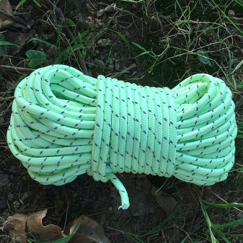 [Australia - AusPower] - LILUO Glow in The Dark Luminous Reflective Guyline - 5mm 65.6ft/20m Highly Reflective Tent Rope with 10 Aluminum Adjusters/Tensioners 