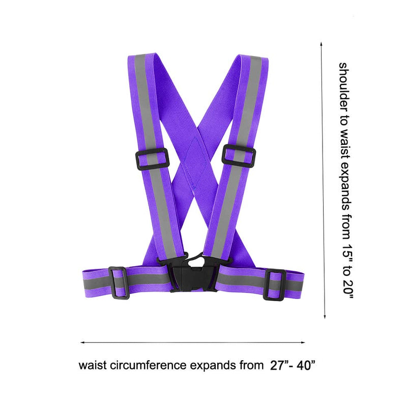 [Australia - AusPower] - Famnosta Running Reflective Vest Gear 3 Pack, Adjustable Safety Vest High Visible Reflective Belt Straps Night Walking Vest Green,Black,Purple 