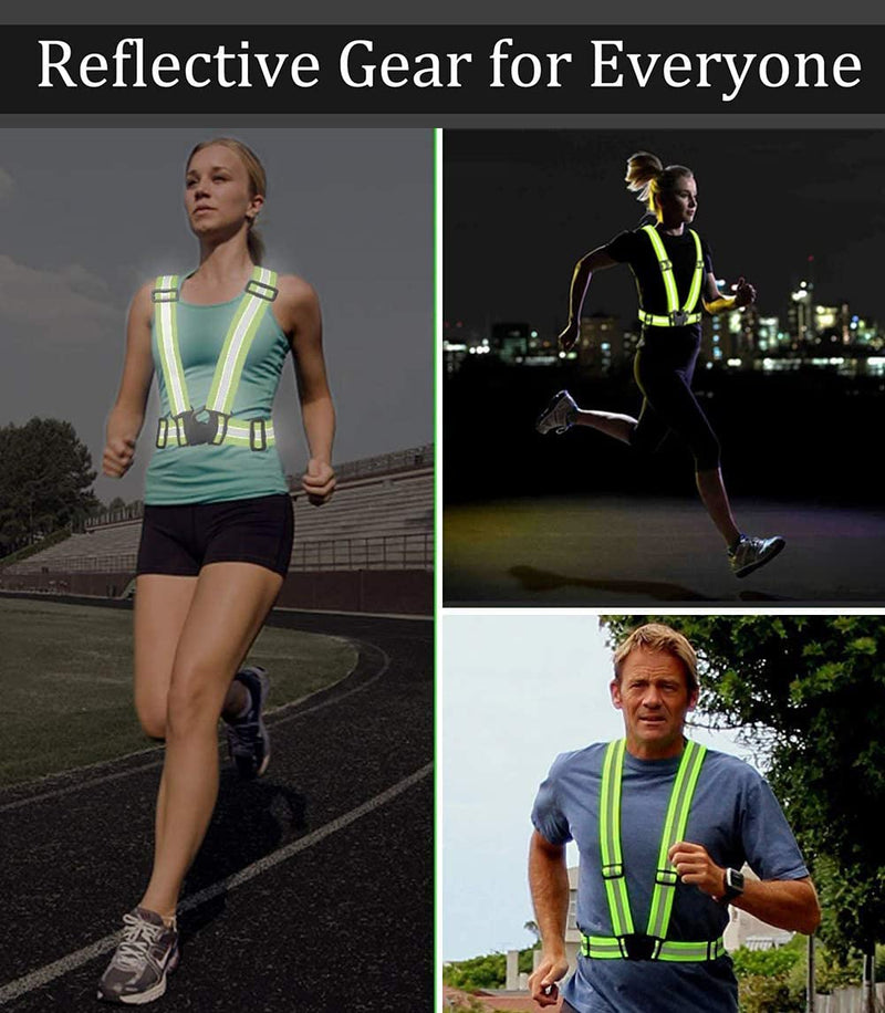 [Australia - AusPower] - Famnosta Running Reflective Vest Gear 3 Pack, Adjustable Safety Vest High Visible Reflective Belt Straps Night Walking Vest Green,Black,Purple 