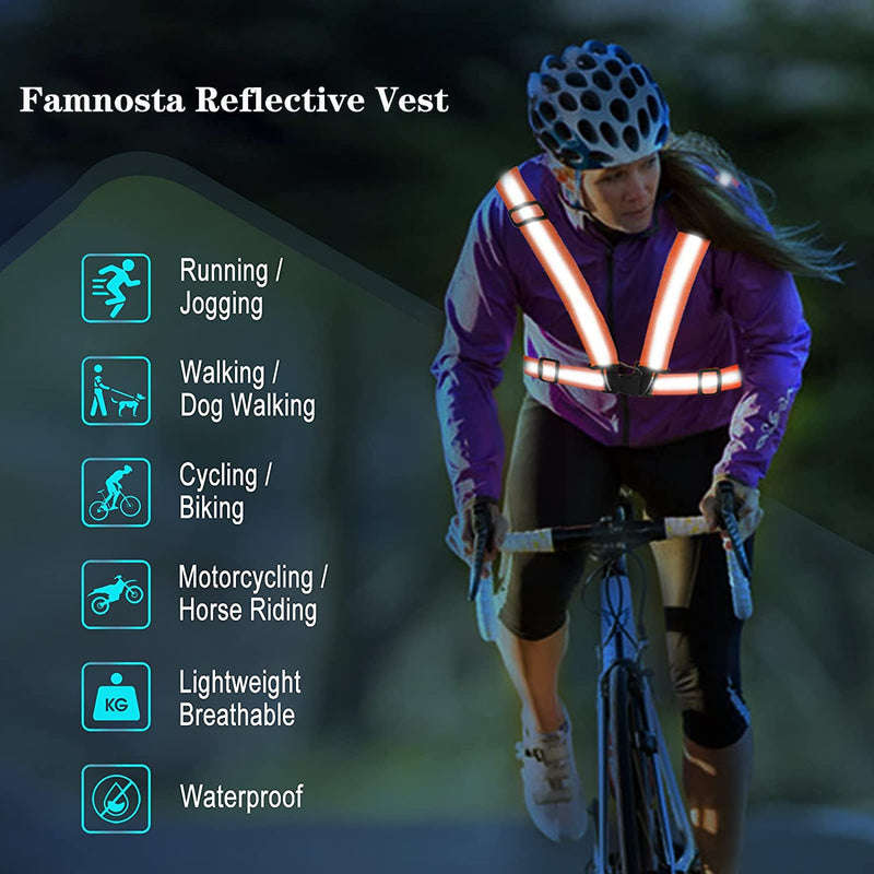 [Australia - AusPower] - Famnosta Running Reflective Vest Gear 3 Pack, Adjustable Safety Vest High Visible Reflective Belt Straps Night Walking Vest Green,Black,Purple 