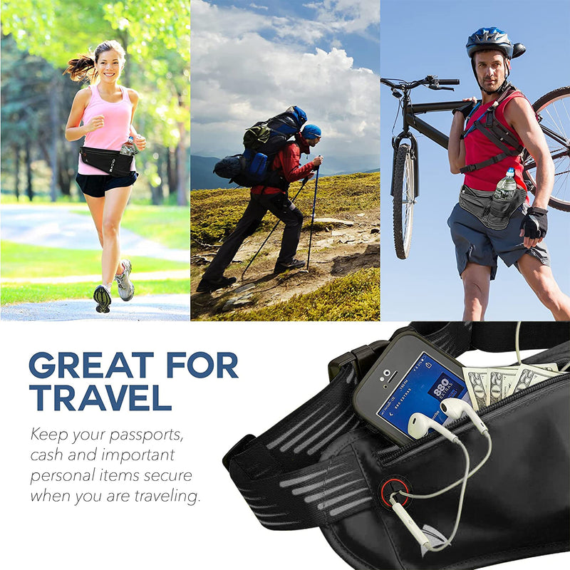 [Australia - AusPower] - Athle Sport Running Belt with Vertical Bottle Pocket Black 