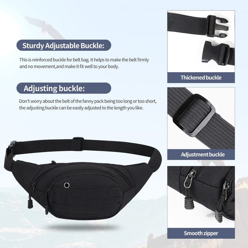 [Australia - AusPower] - DAITET Fanny Pack for Men & Women, Crossbody Waist Bag with Adjustable Belt, Large Capacity Bum Bag for Traveling Hiking Cycling Workout Casual Army Green 