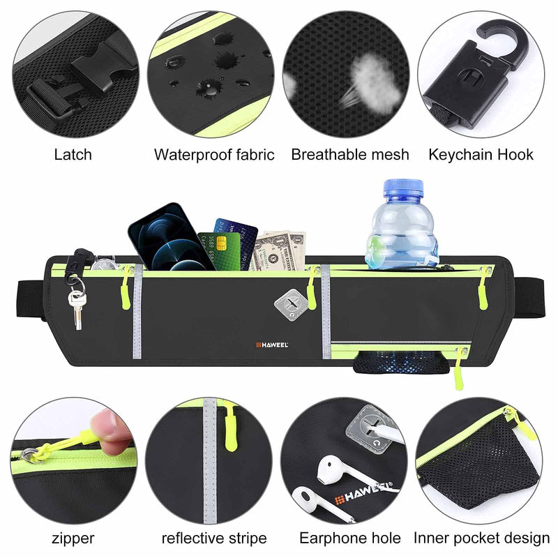 [Australia - AusPower] - Running Fanny Pack Waist Bag Phone Holder Belt with Water Bottle Holder Suitable for Runner Cycling Hiking Accessories for iPhone 12 Plus Samsung Galaxy etc. black 